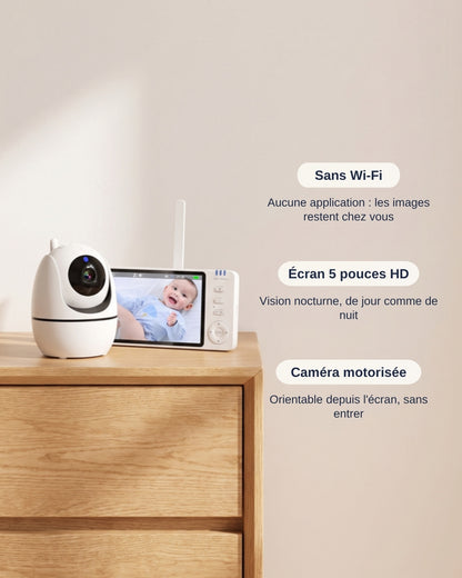 Babyphone Boréal : sans Wi-Fi, écran 5 pouces HD, caméra motorisée