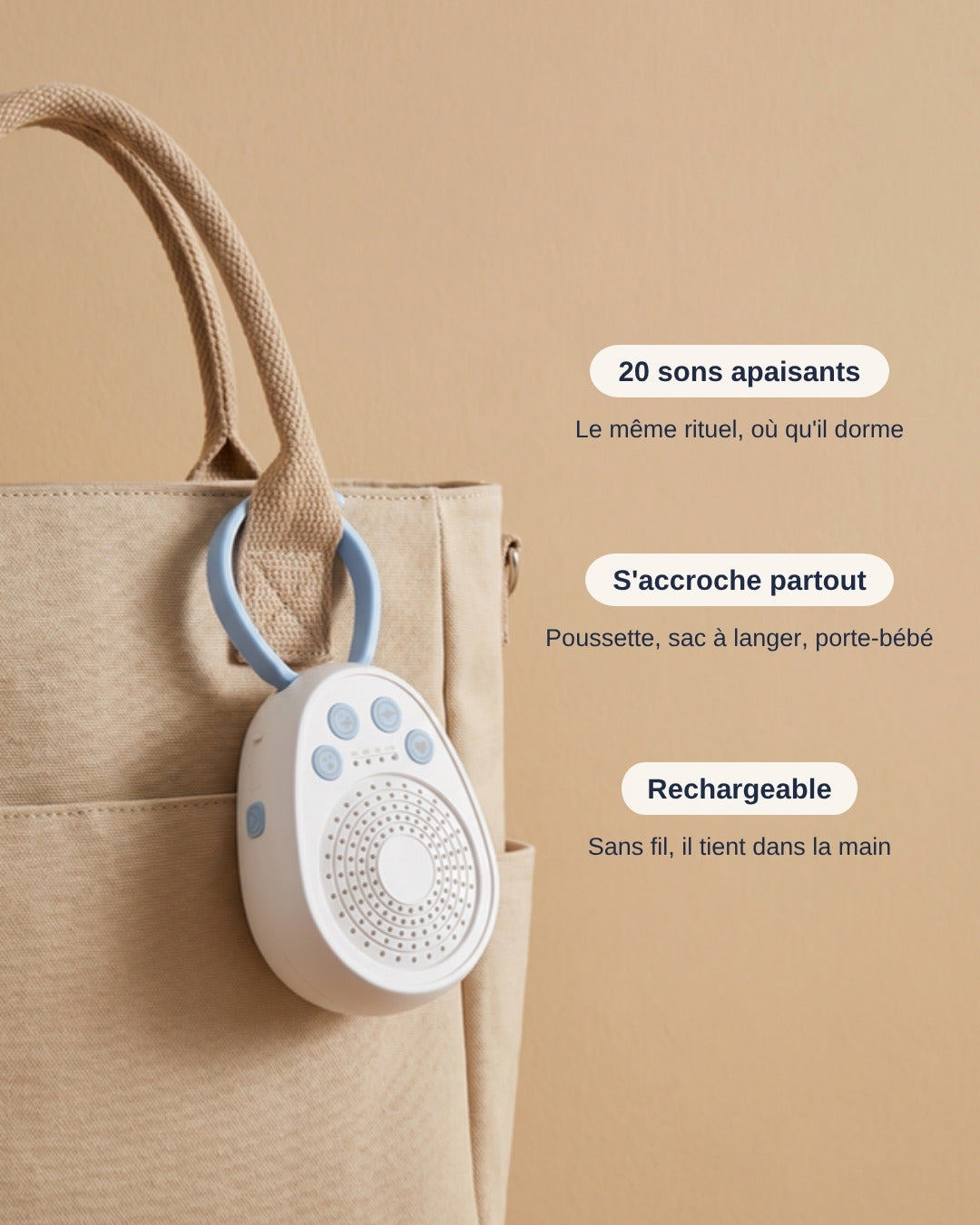 Bruit blanc nomade Boréal : 20 sons, s'accroche partout, rechargeable