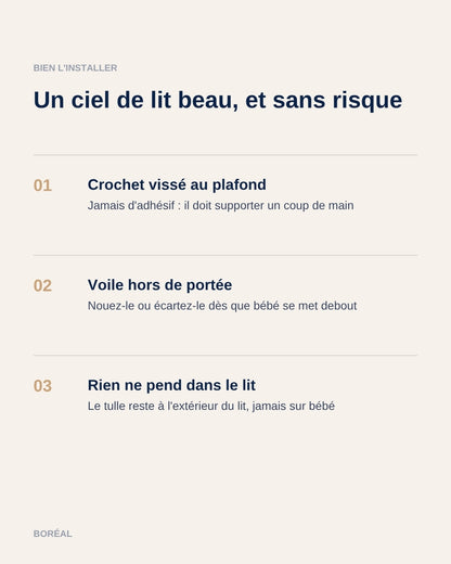 Bien installer un ciel de lit : trois règles de sécurité