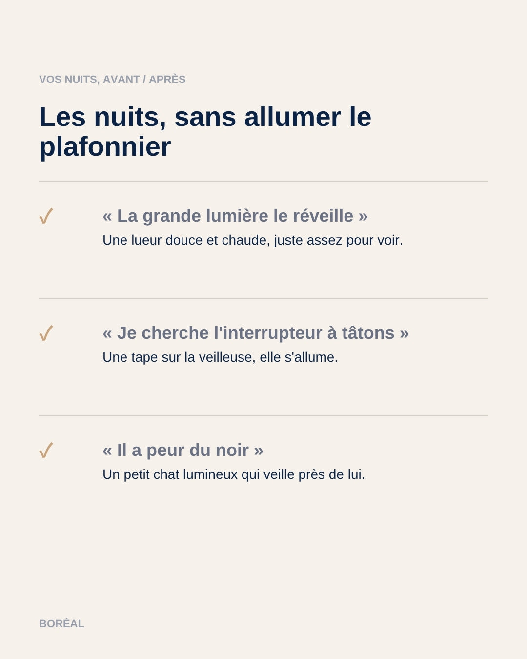 Veilleuse chat Boréal : vos nuits avant et après