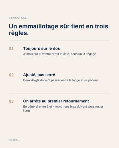 Bien utiliser un lange d'emmaillotage : trois règles