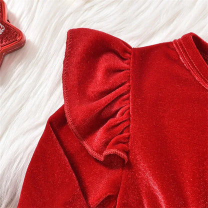 Barboteuse de Noël en velours avec bonnet