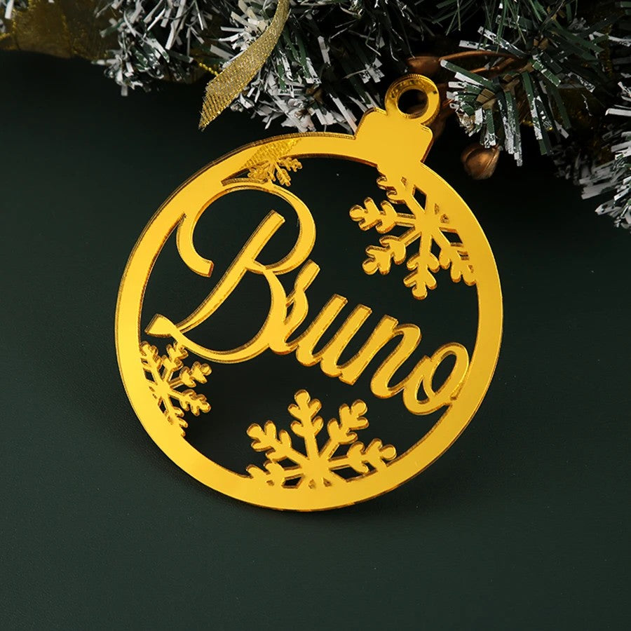 Boule de Noël au prénom Boréal, finition or miroir