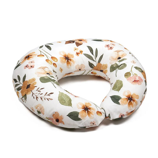 Coussin d'allaitement Fleurs Boréal, rond et compact, motif fleuri aquarelle