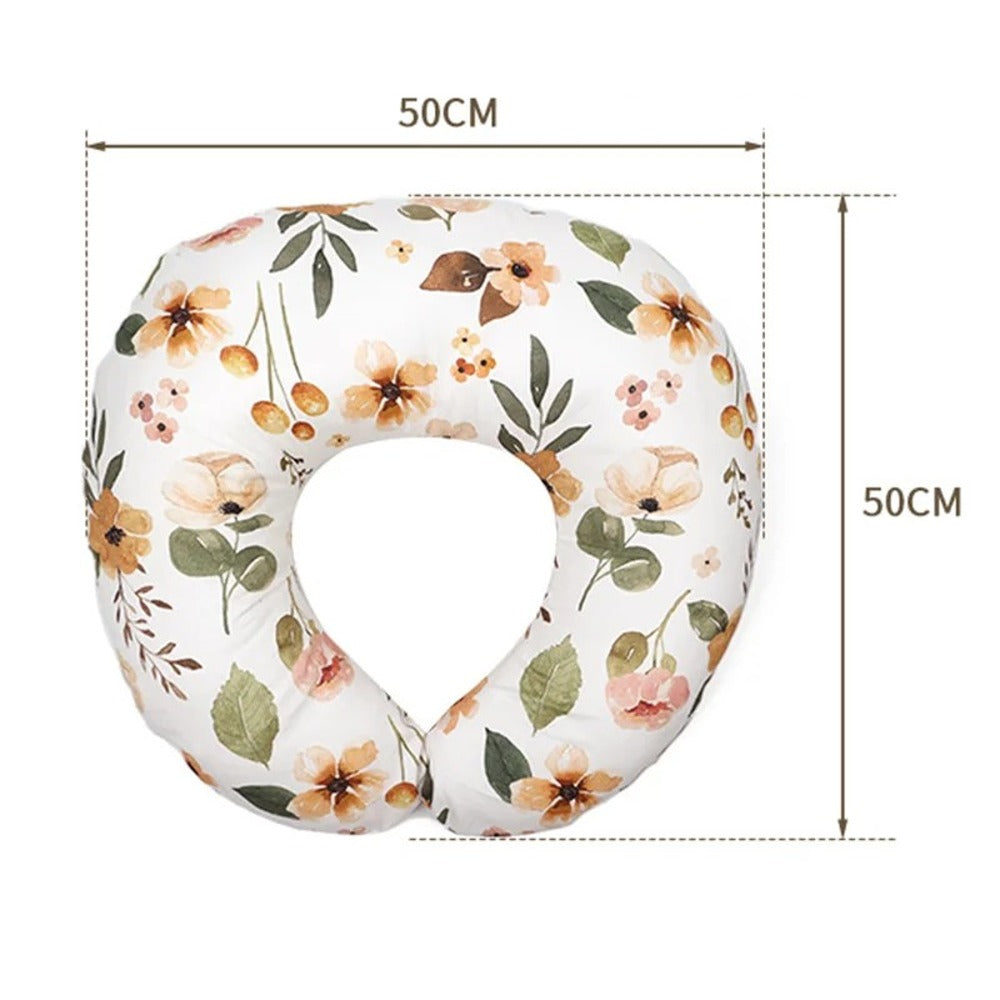 Dimensions du coussin d'allaitement Fleurs Boréal : environ 50 × 50 cm