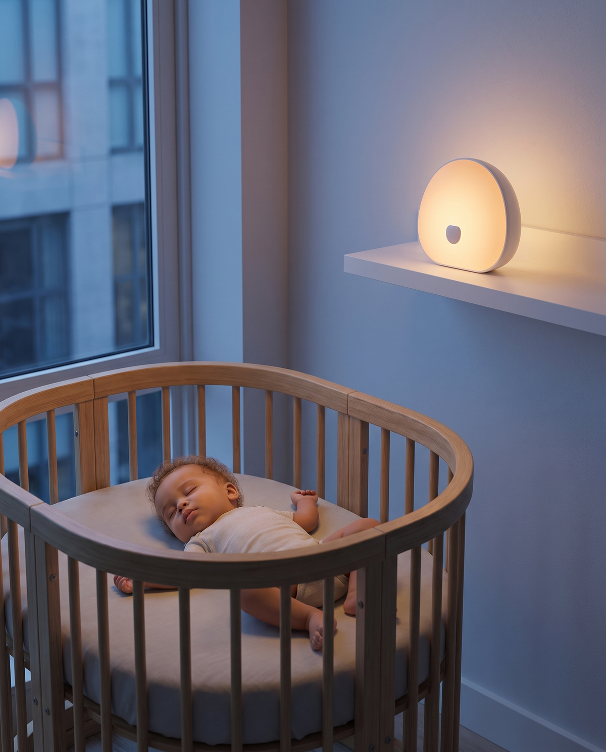 Bébé endormi dans sa chambre avec le bruit blanc Boréal allumé